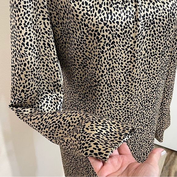 Spenser Jeremy |Silk Mock Neck Leopard Print Dress Size 12 - Picture 13 of 16